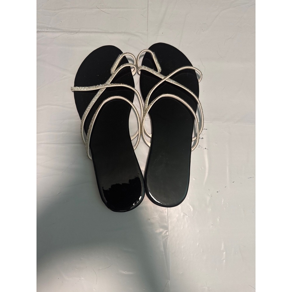 Rhinestone Sandals Strappy Slip On Flats Summer Shoes Size 42‎